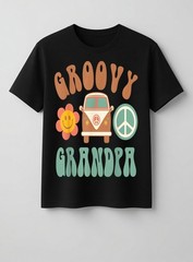 Men Retro Groovy Grandpa Family Birthday Party Graphic T-Shirt