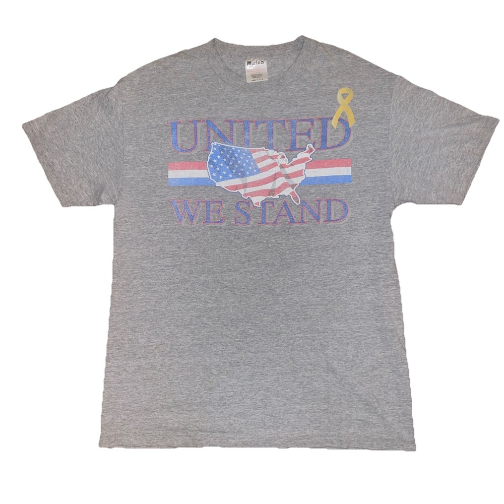 Vintage Amierica Shirt Men’s Large Gray United We Stand Graphic Tee Short Sleeve