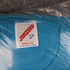 6 Vintage Jerzees Shirt Mens Large Blue Made USA NOS Blank Crewneck 390M CAB