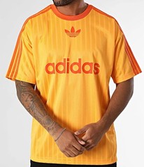 NEW MEN’S ADIDAS ORIGINALS TREFOIL POLY TEE SHIRT ~SIZE LARGE #JP1027 ORANGE
