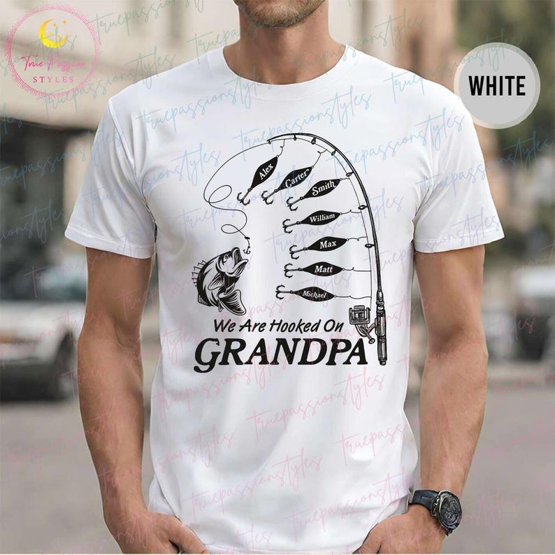Personalized Fishing Grandpa T-Shirt Custom Names Reel Cool Gift For Fisherman