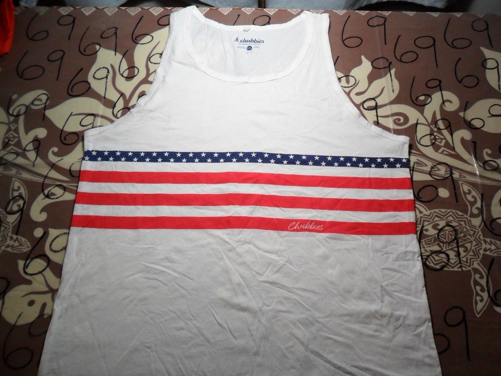 2XL NWOT Chubbies Brand 4th Of July USA American Flag Tank Top Shirt
