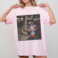 Funny 4th of July Raccoon Shirt Patriotic Slushie Red White Blue Tee