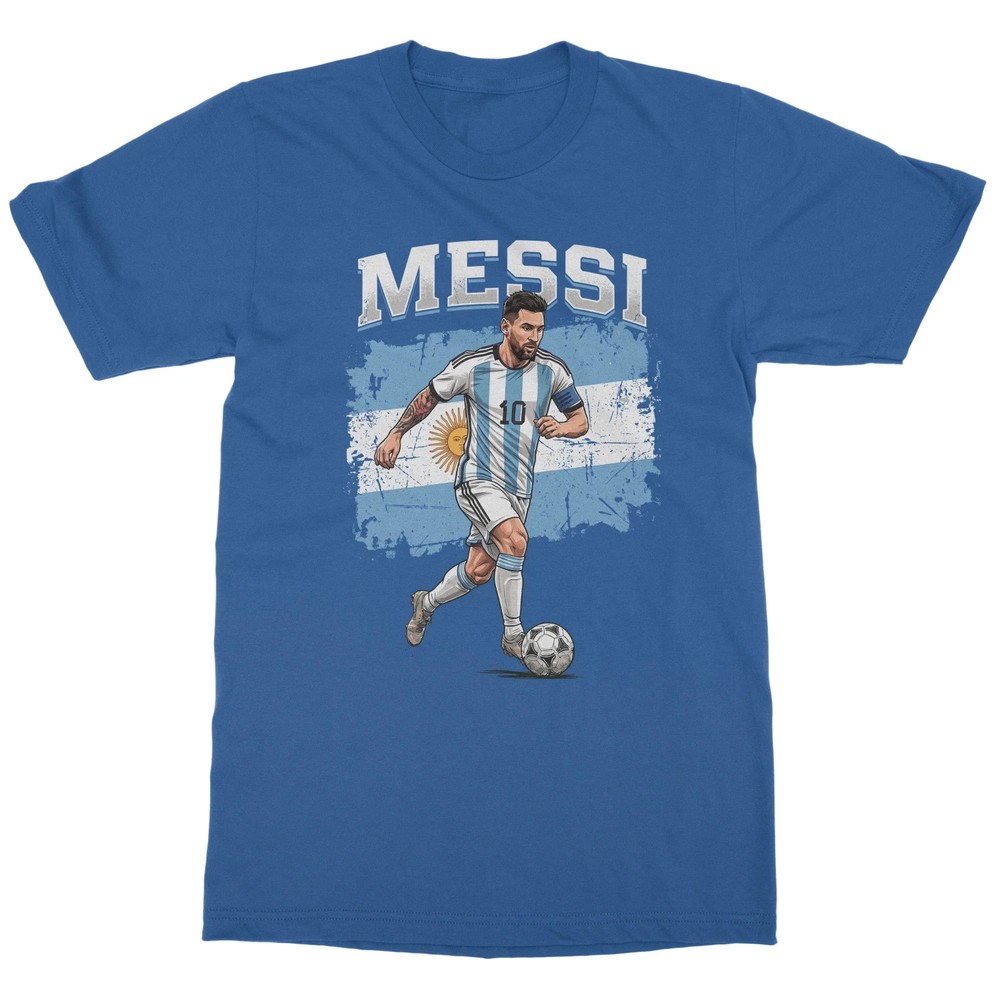 Argentina Soccer Shirt No 10 Football Fan Graphic Tee Royal Blue Unisex T-Shirt