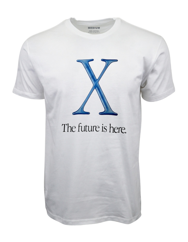 2001 APPLE X THE FUTURE IS HERE GRAPHIC WHITE T-SHIRT
