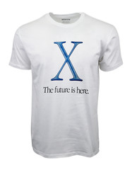 2001 APPLE X THE FUTURE IS HERE GRAPHIC WHITE T-SHIRT