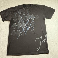 Jedidiah Buckle Brand Black T- Shirt Speckled Blue Graffiti Print Size L Gothic