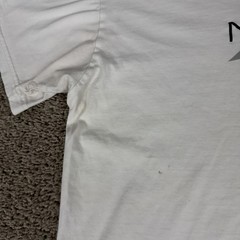 Nautica Shirt Mens Large White Blue Spell Out Logo Short Sleeve Cotton READ