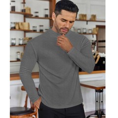 Mens Mock Turtleneck T-Shirt Long Sleeve Warm Pullover Basic Shirt Undershirt