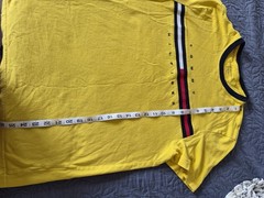 Yellow Tommy Hilfiger Cotton Signature Stripe T Shirt With Logo Stripes…