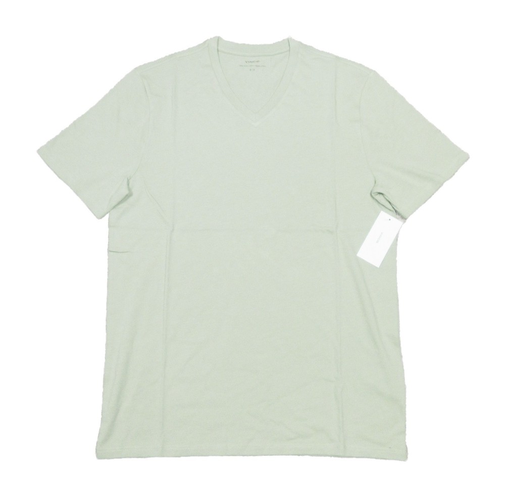 Vince Men’s Dried Cactus Green Pima Cotton V-Neck Short Sleeve T-Shirt