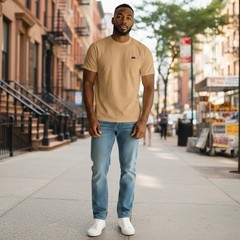 Nike Sportswear Premium Essentials Men’s T-Shirt, Small, Tan, Embroidered, NWT