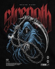 Streetwear T-Shirt Men’s Gothic Aesthetic Reaper Print Washed Cotton Casual Tee