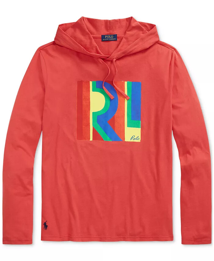POLO RALPH LAUREN Men’s Logo Jersey Hooded T-Shirt in Starboard Red SZ. L,XL,XXL