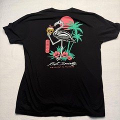 Riot Society Shirt Mens XL Black Skeleton Flamingo Welcome To Paradise Tee