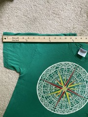 Vintage Hanes Heavyweight Green T-Shirt Medium Compass Rose Nautical 50/50