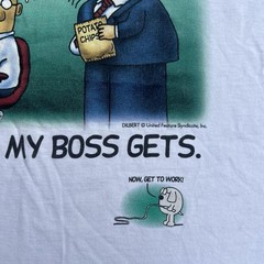 90s Dilbert Capitalism White Sleeveless Tank. Made in U.S.A L Vintage