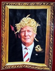 Trump Medusa Golden Snake Hair Head T Shirt XL Gildan Burgundy Red Graphic Tee