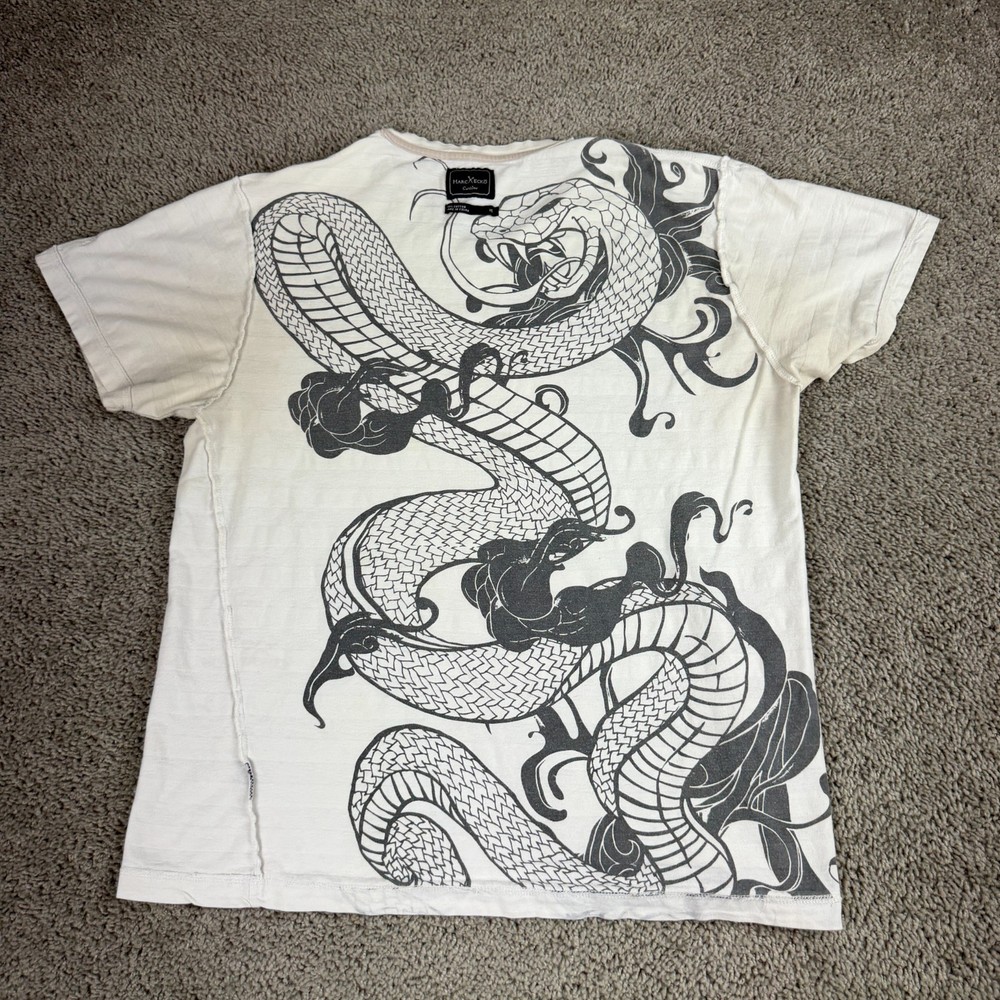 Marc Ecko Shirt Mens Extra Large White Gray Snake Reversible Print READ