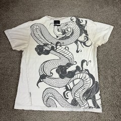 Marc Ecko Shirt Mens Extra Large White Gray Snake Reversible Print READ
