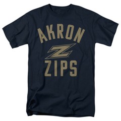 University of Akron Adult T-Shirt One Color Logo, Navy, S-5XL