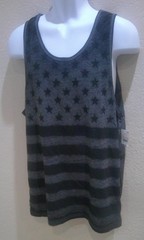 Men’s Americana Tank Top – Black/Gray Flag Print MAD ENGINE L XXL