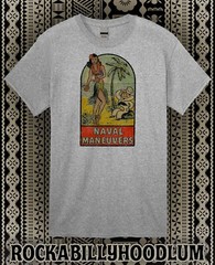 Retro Tiki T Shirt Bar Mug Restaurant Naval Maneuvers Hula Girl WW2