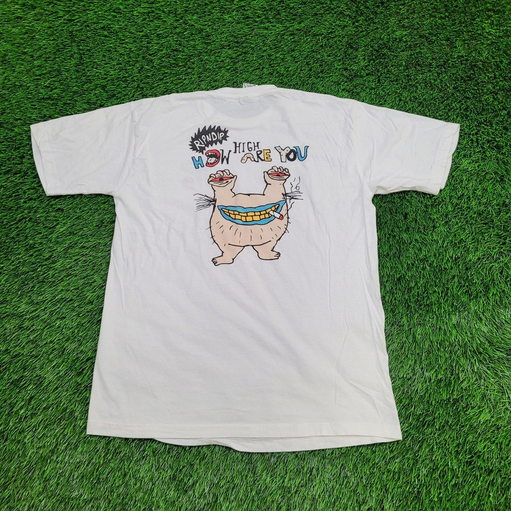 Vintage Y2K Funny Stoner Humor Shirt S/M 20×26 White Rip-n-Dip