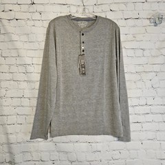 NWT Jachs New York Mens T-Shirt Long Sleeve Henley Neck Charcoal Gray Size MED