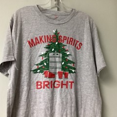 New Holiday Time Mens Large Gray Crew Neck Christmas T Shirt “ Making Bright “