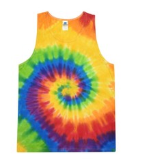 Multi-Color Tie Dye Tank Tops Sleeveless T-Shirts Adult XXL, 100% Cotton