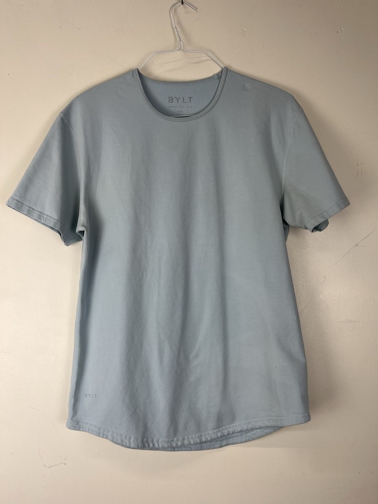 Bylt Drop Cut Lux Pocket Shirt S/S Mens Lt Blue Stretch Performance Basics Large