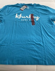 Hurley Men’s Crew Neck Short Sleeve Graphic 100% Cotton T-Shirt | Cyan Color XL