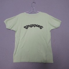 Vintage Golden Wheel Souvenir Shirt 34 Green Singapore Dragon Ying Yang 60s 70s