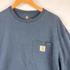 Carhartt Men’s Original Fit L Blue Pocket Long Sleeve T-Shirt K126 100% Cotton