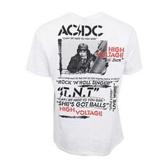 ACDC WHITE GRAPHIC HIGH VOLTAGE T SHIRT OFFICIAL LICENSE T SHIRT