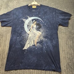 VTG The Mountain Fairy T-Shirt Tie Dye Men’s Large Blue Y2K Moon Night Fantasy