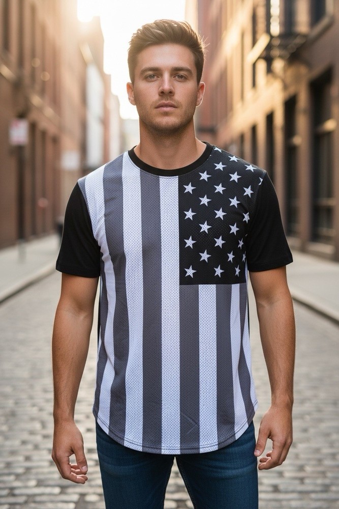 Maxi Milian Tshirt Stars And Stripes 2XL Short Sleeve Black White