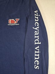 Vineyard Vines Football Whale Men’s Long-Sleeve Pocket T-Shirt Large Blue