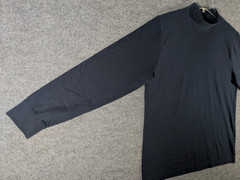 LL Bean Mock Neck Shirt Mens Large Navy Long Sleeve Tee 100% Cotton 508112