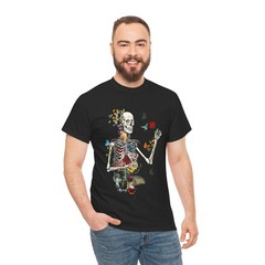 Cool Skeleton Plant Flower Halloween Tee