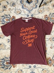 Homage Shirt Mens Large Maroon Support Your Local Coffee Shop Graphic Tee USA