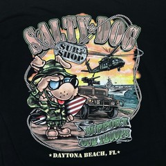 Vtg Salty Dog Surf Shop T-Shirt, Daytona Beach, Military “Support Our Troops” XL