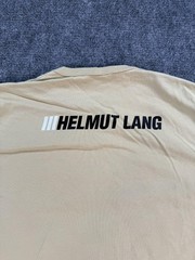 Helmut Lang Shirt Mens Large Tan Logo Graphic Crewneck Short Sleeve Back Print
