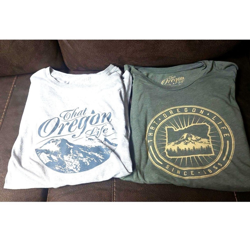 That Oregon Life T-Shirt Bundle Mens 2XL Gray Olive Green Mountain Graphic Tees
