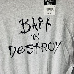 New Salt Life Mens Large T-Shirt Bait & Destroy Graphic Long Sleeve Gray NWT