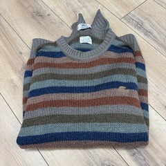 Vintage Izod Lacoste Sweater Mens L Striped Knit Gray & Blue Acrylic Wool VTG