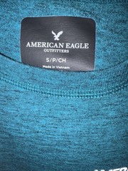 American Eagle Outfitters Men’s Teal Logo Crew Neck Short Sleeve Knit T-Shirt S