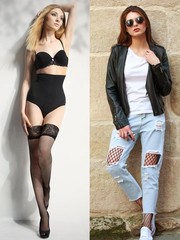 4 Pairs Fishnet Thigh High Stocking Silicone Lace Top Sheer Over Knee Stockings
