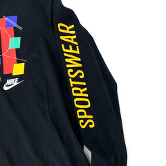 Nike Air Shirt Mens XL Black Geometric Abstract Sportswear Long Sleeve Urban